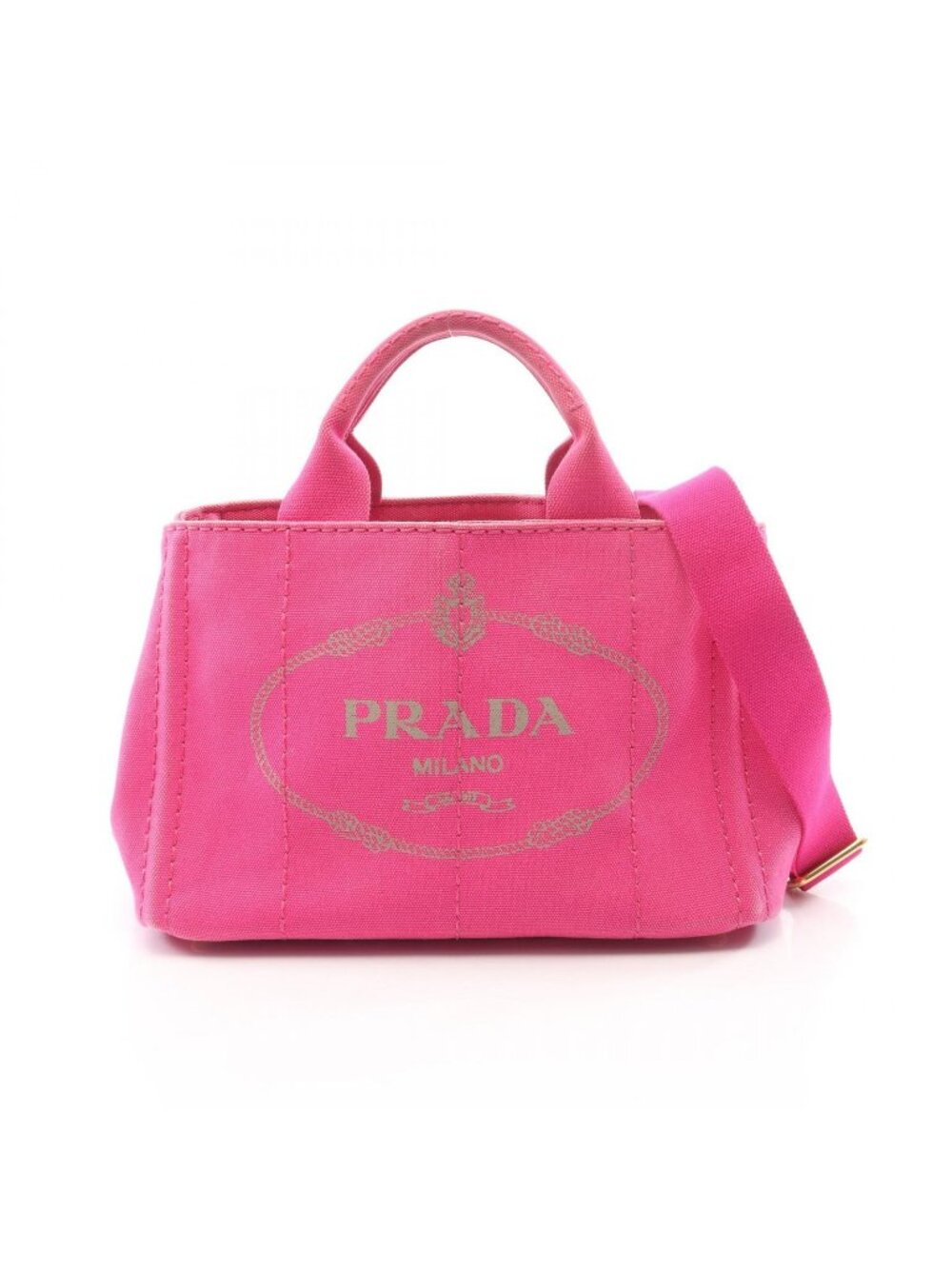 Prada Tote Bag Canapa Mini 2-Way Pink Gray Canvas